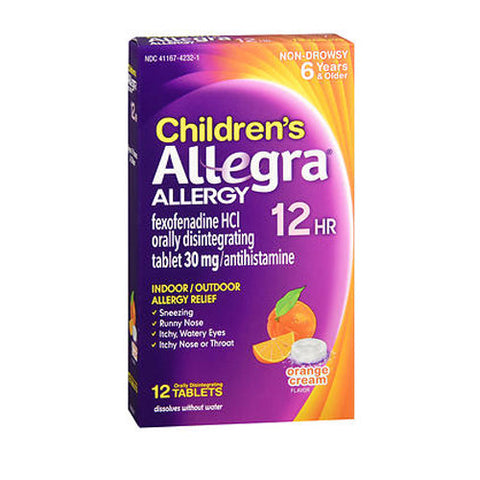 Allegra, Childrens 12 Hour Allergy Relief Orange Cream, 12 Tabs Allegra