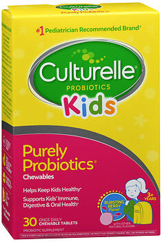 Culturelle, Kids Purely Probiotics Chewable Tablets Bursting Berry, 30 Count Culturelle