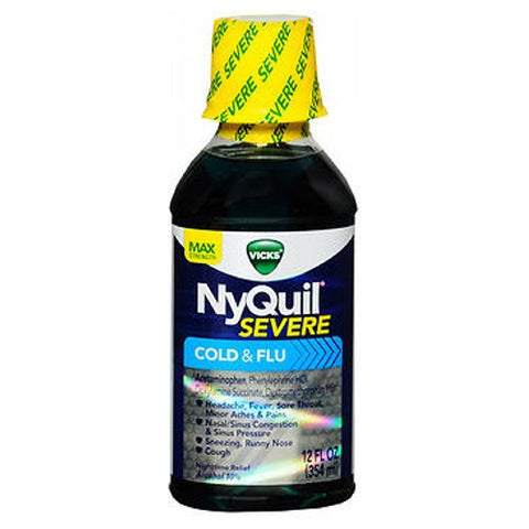 Vicks, Nyquil Severe Cold And Flu Liquid, 12 Oz Vicks