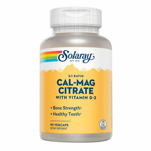 Solaray, Cal-Mag Citrate With Vitamin D-2 2:1 Ratio, 400 IU, 90 Veg Caps Solaray