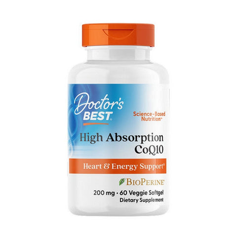 Doctors Best, High Absorption COQ10 with Bioperine, 200 mg, 60 Veggie Softgels Doctors Best
