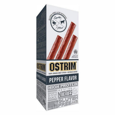 Ostrim Natural, High Protein Beef And Ostrich Pepper Snack Sticks, 1.5 Oz Ostrim Natural