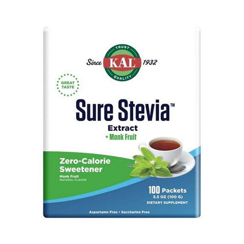 Kal, Stevia Extract Plus Monk Fruit, 100 Count Kal