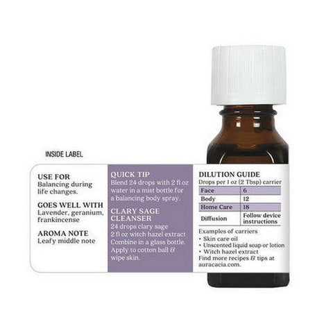 Aura Cacia, Essential Oil Clary Sage, (salva sclarea) 0.5 Fl Oz Aura Cacia