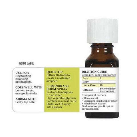 Aura Cacia, 100% Pure Essential Oil Lemongrass, 0.5 Oz Aura Cacia