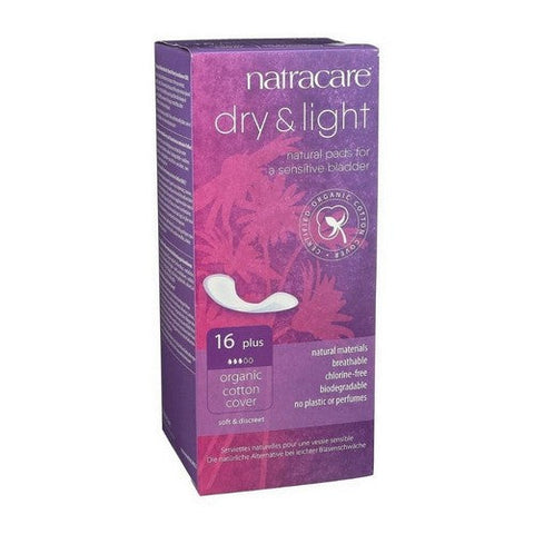 Natracare, Organic Cotton Cover Dry And Light Pads Plus, 16 Count Natracare