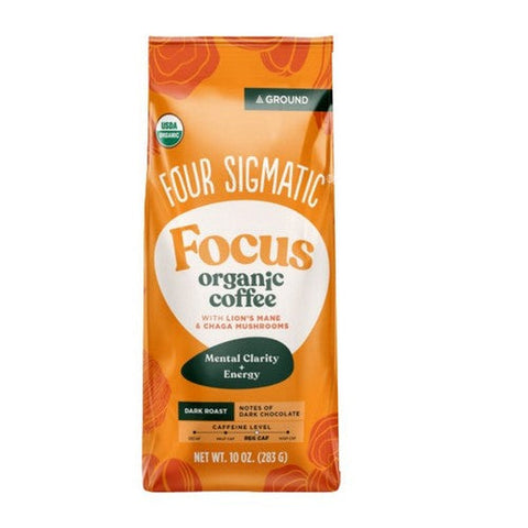 Four Sigma Foods Inc, Organic Coffee With Lion'S Mane And Chaga Mushrooms Ground Dark Roast, 10 Oz Four Sigma Foods Inc