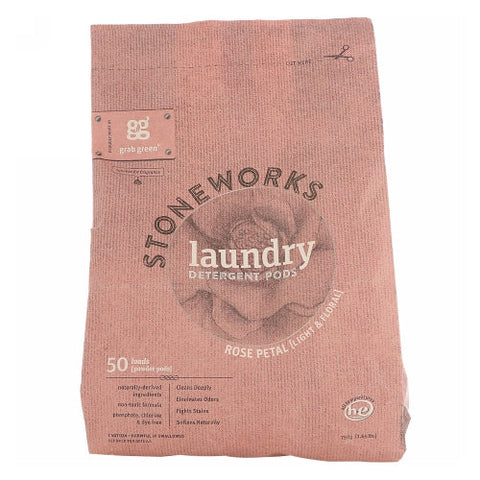 Grab Green, Stoneworks Laundry Detergent Pods, Rose Petal 50 Loads Grab Green