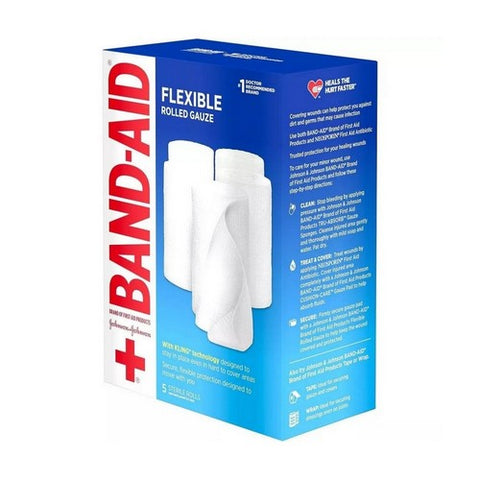 Band-Aid, Flexible Rolled Gauze 4 Inch X 2.1 Yard, 5 Each Band-Aid
