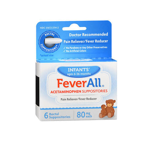 Feverall, Acetaminophen Suppositories, 6 Each Feverall