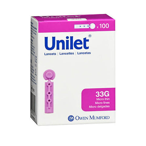 Owen Mumford, Comfort Unilet Micro Thin Lancets 33 Gauge, 100 Each Owen Mumford