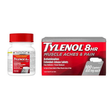 Tylenol, Muscle Aches And Pain Acetaminophen Extended Release Caplets, 650 Mg, 100 Tabs