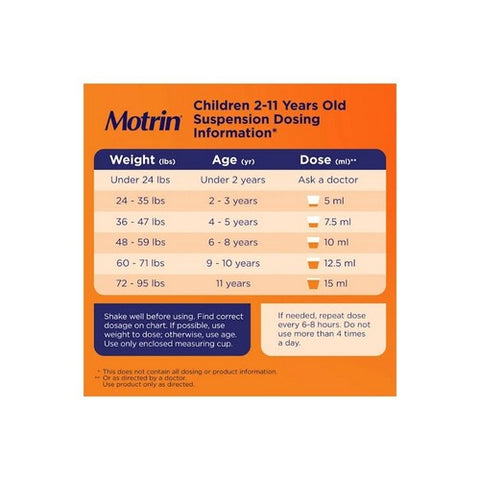 Motrin, Children'S Ibuprofen Oral Suspension Bubble Gum, 100 Mg, 4 Oz