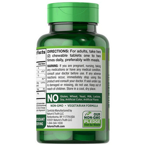 Nature's Truth, Chewable C Plus Wild Rose Hips Natural Orange Flavor, 1000 Mg, 60 Tabs Nature's Truth
