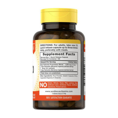 Sundance, Saw Palmetto Quick Release, 1200 mg, 100 Caps Sundance