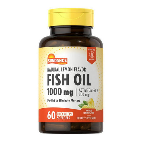 Sundance, Vitamins Fish Oil Softgels Natural Lemon Flavor, 1000 mg, 60 Tabs Sundance