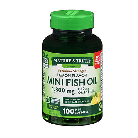 Nature's Truth, Fish Oil Mini Softgels Lemon, 1300 mg, 100 Caps Nature's Truth