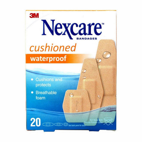 Nexcare, Cushioned Bandages Waterproof Assorted, 20 Each Nexcare