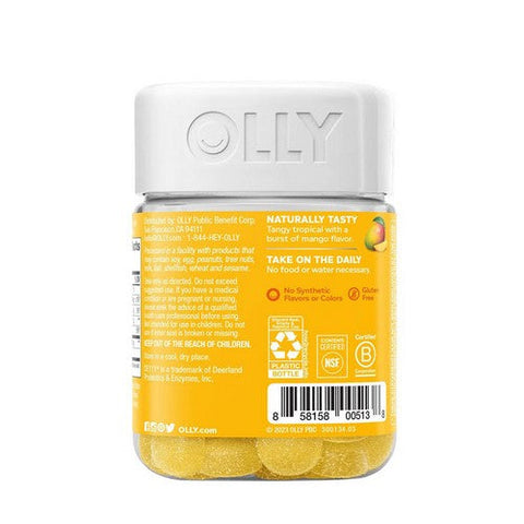 Olly, Probiotic Chewable Gummies For Immune And Digestive Support Tropical Mango, 0, 50 Gummies Olly
