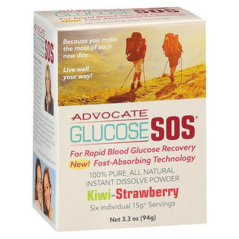 Advocate, Glucose SOS Instant Dissolve Powder, Kiwi-Strawberry 3.3 Oz Advocate