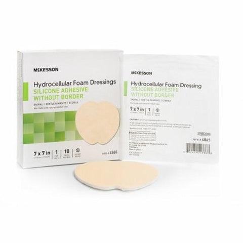 McKesson, Foam Dressing 7 X 7 Inch Without Border Film Backing Silicone Gel 4865, Case Of 20 McKesson
