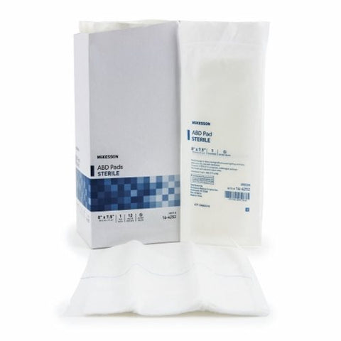 McKesson, Abdominal Pad McKesson NonWoven Cellulose 7-1/2 X 8 Inch Rectangle Sterile, Box Of 12 McKesson