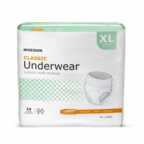 McKesson, Unisex Adult Absorbent Underwear Classic Pull On with Tear Away Seams X-Large Disposable Light Absorbency, Count of 1 McKesson