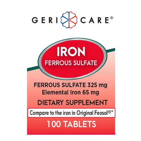 McKesson, Mineral Supplement Geri-Care Iron 325 mg Strength Tablet 100 per Bottle, Count of 1 McKesson