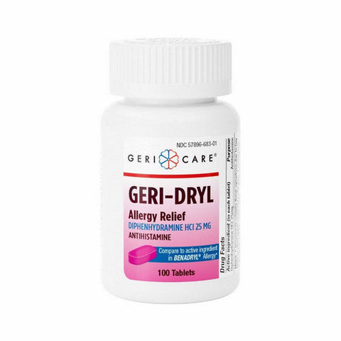 Basic Vitamins, Allergy Relief Geri-Dryl 25 mg Strength Tablet 100 per Bottle, 100 Tablets Gericare