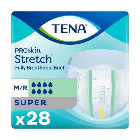 Tena, Unisex Adult Incontinence Brief TENA  Stretch Super Tab Closure Medium Disposable Heavy Absorbency, Count of 2 Tena