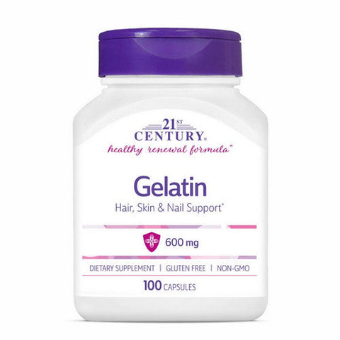 21st Century, Gelatin, 600 mg, 100 Caps 21st Century