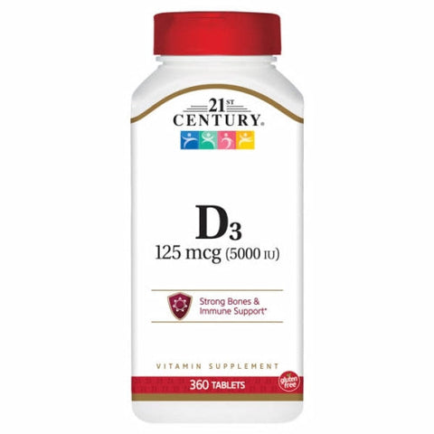 21st Century, Vitamin D3, 125mcg, 5000IU 360 Tabs 21st Century