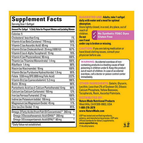 Nature Made, Prenatal Folic Acid + Dha, 90 Softgels Nature Made