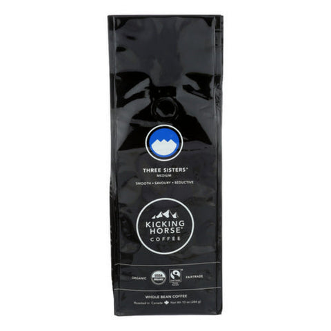 Kicking Horse, Coffee  Organic  Whole Bean  Three Sisters  Medium Roast, 10 Oz(Case Of 6)