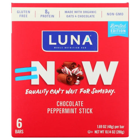Luna, Bar Choc Peppermint Stick, 10.14 Oz(Case Of 6) Luna