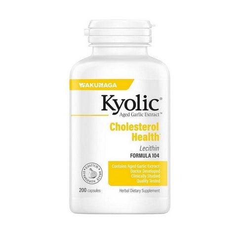 Kyolic, Aged Garlic Extract Cholesterol Health With Lecithin Formula 104, 200 Caps Kyolic