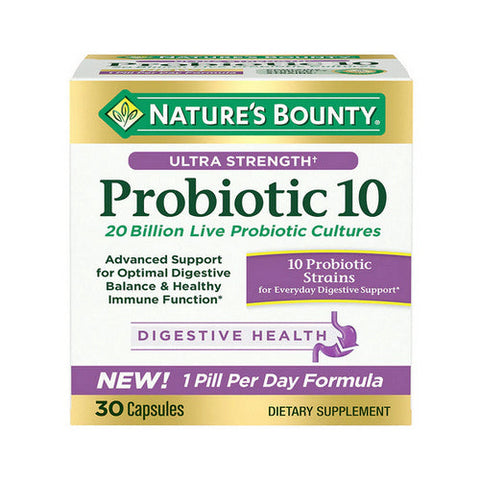 Nature's Bounty, Ultra Strength Probiotic 10, 30 Caps Nature's Bounty
