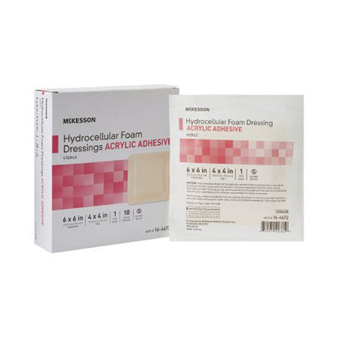McKesson, Acrylic Adhesive with Border Foam Dressing 6 x 6 Inch, Box Of 10 McKesson