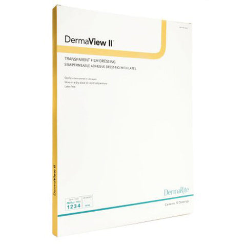 DermaRite, DermaView II Transparent Film Dressing with Border 6½ x 8-3/8 Inch, Box Of 10 DermaRite
