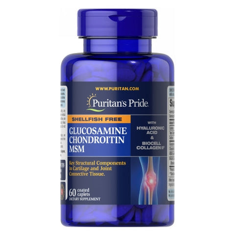 Puritan's Pride, Joint Soother Glucosamine Chondroitin & MSM  with Hyaluronic Acid & Collagen, 60 Caplets Puritan's Pride