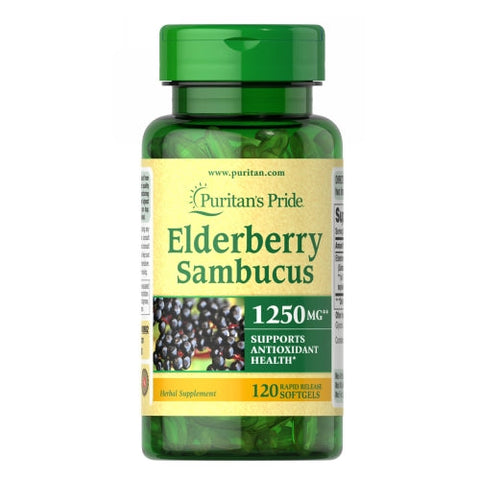Puritan's Pride, Elderberry Sambucus, 1250 mg, 120 Softgels Puritan's Pride