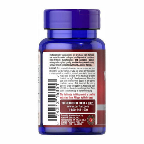 Puritan's Pride, Yohimbe Extract, 2000 Mg, 50 Rapid Release Capsules Puritan's Pride