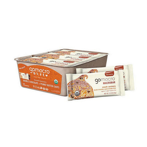 Gomacro, Double Chocolate Plus Peanut Butter Chip Macrobar, 12 Count