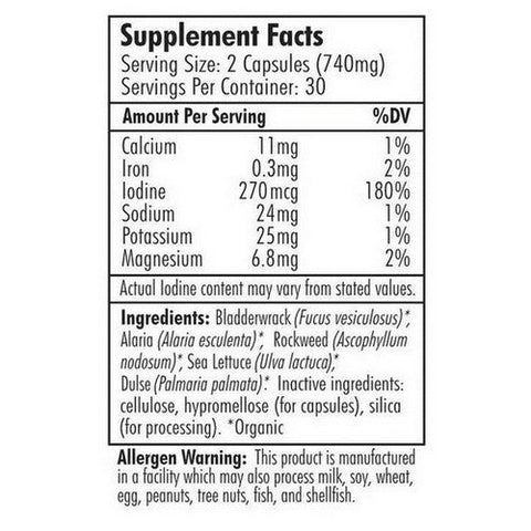 Maine Coast Sea Vegetables, Iodine Formula Seaweed Support, 60 Caps Maine Coast Sea Vegetables