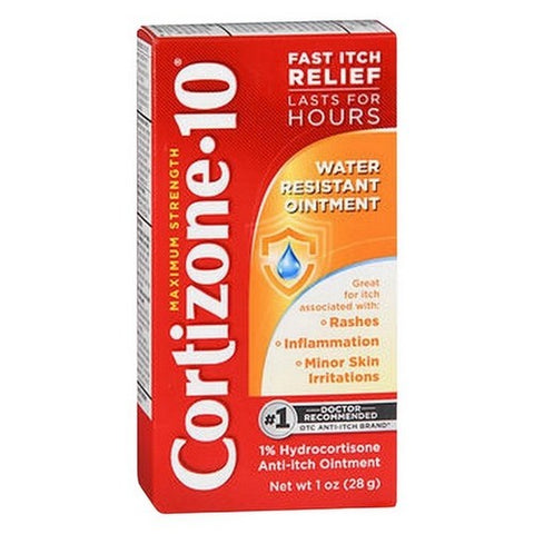 Cortizone-10, Water Resistant 1% Hydrocortisone Anti-Itch Ointment Maximum Strength, 1 Oz Cortizone-10