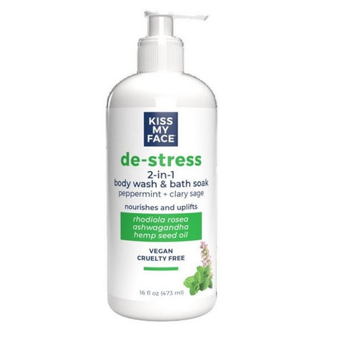 De-Stress 2-In-1 Body Wash & Bath Soak Peppermint + Clary Sage 16 Oz by Kiss My Face