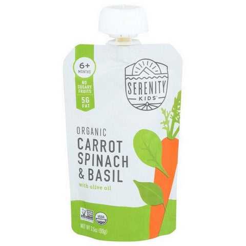 Serenity Kids, Organic Carrot Spinach And Basil With Olive Oil, 3.5 Oz(Case Of 6) Serenity Kids