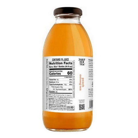 Just Ice Tea, Organic Peach Oolong Tea, 16 Oz(Case Of 12) Just Ice Tea