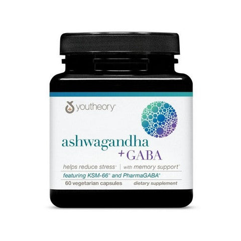 Youtheory, Ashwagandha + GABA, 60 Vegetarian Capsules Youtheory