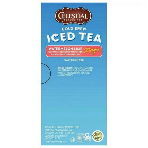 Celestial Seasonings, Cold Brew Watermelon Lime Zinger Tea, 18 Bags Celestial Seasonings